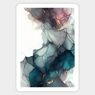 Copper and Turquoise Fusion - Abstract Alcohol Ink Resin Art Sticker